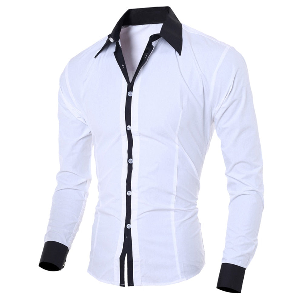 Male Social Shirt Fashion Personality Men's Casual Slim Long-sleeved Shirt Top Blouse Men Shirt Long Sleeve Shirt Men Casual