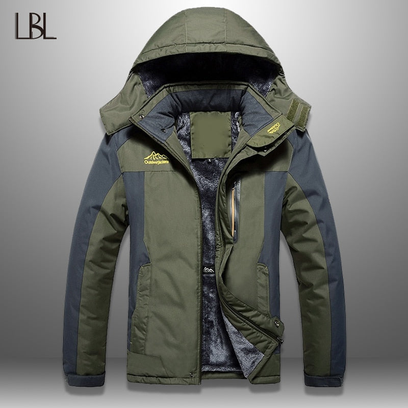 LBL Winter Men Jackets Thick Mens Hiking Jacket Casual Outwear Warm Hooded Coat Man Windproof Overcoat Homme Outdoor Fashion Top