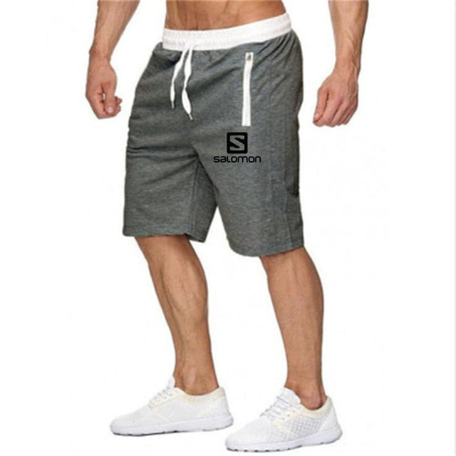 2019 New Fashion Men Shorts Salomon Printed Pocket Zip Casual Knee Length Shorts Men Beach Fitness Sweatpants M-XXL