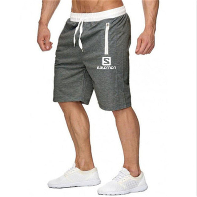 2019 New Fashion Men Shorts Salomon Printed Pocket Zip Casual Knee Length Shorts Men Beach Fitness Sweatpants M-XXL