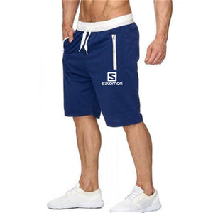 2019 New Fashion Men Shorts Salomon Printed Pocket Zip Casual Knee Length Shorts Men Beach Fitness Sweatpants M-XXL