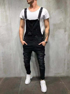 Fashion Men's Ripped Jeans Jumpsuits Hi Street Distressed Denim Bib Overalls For Man Suspender Pants Size S-XXXL