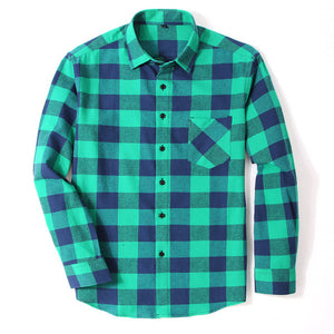 100% Cotton Flannel Men's Plaid Shirt Slim Fit Spring Autumn Male Brand Casual Long Sleeved Shirts Soft Comfortable 4XL